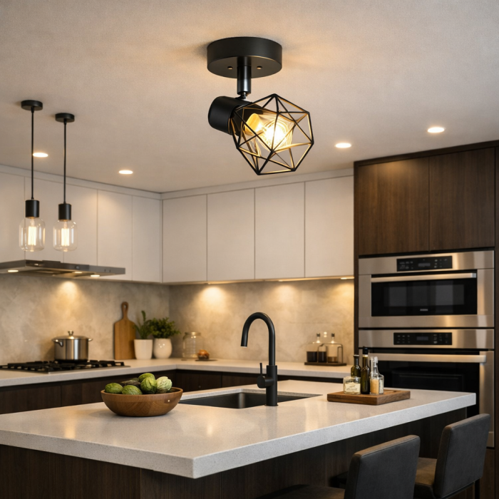 Lustră DIAMOND Negru E14, Metalic negru Tip Diamant, ideal pentru Hol și Dormitor [2]