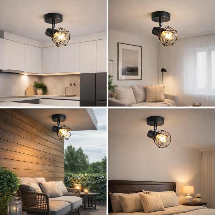 Lustră DIAMOND Negru E14, Metalic negru Tip Diamant, ideal pentru Hol și Dormitor [6]