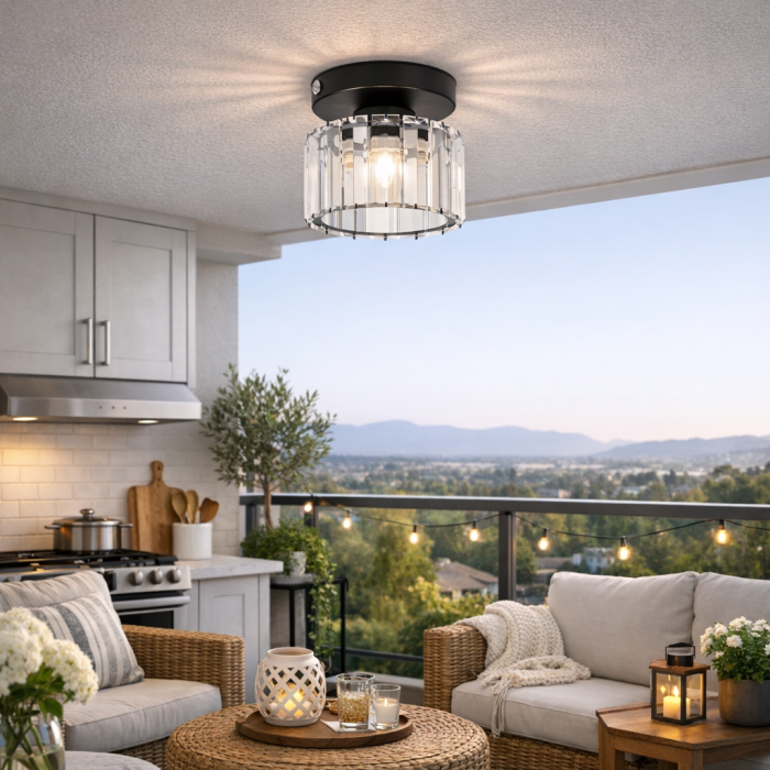 Lustra Eleganza MEC – Design Clasic cu Abajur Sticla, Negru [3]