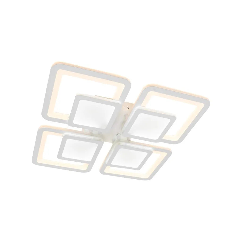 Lustră LED 140W, 4 Pătrate, Alb – Dimabilă, Telecomandă - Design modern [6]