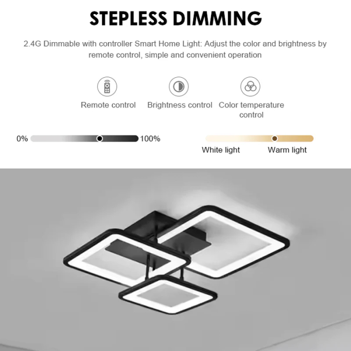 Lustra LED 3 cadre geometrice reglaj lumina telecomanda negru 46W [5]