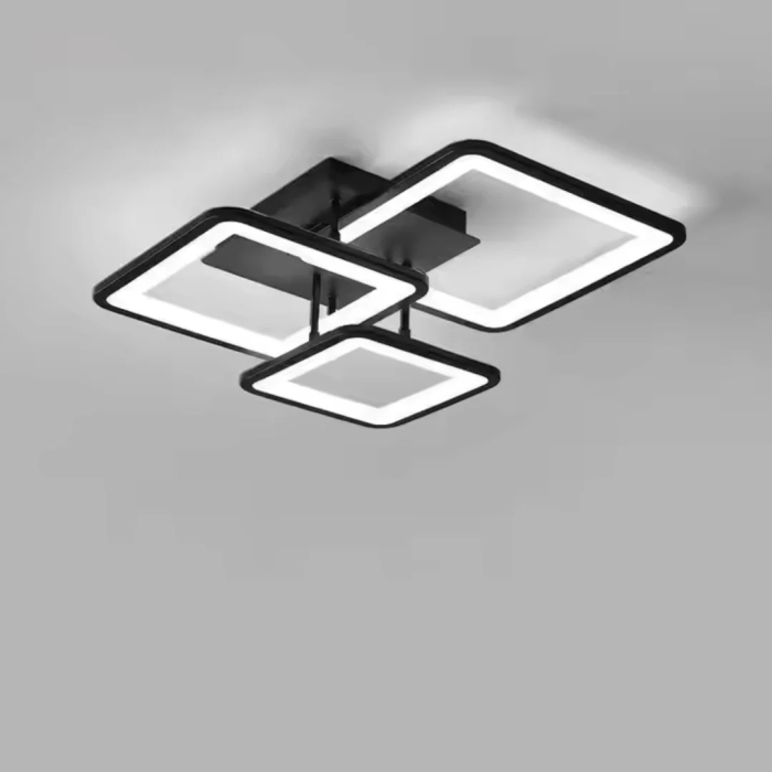 Lustra LED 3 cadre geometrice reglaj lumina telecomanda negru 46W [9]