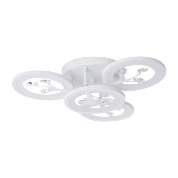 Lustra LED 49W cu Telecomanda si Cristale, Lumina Rece-Calda-Neutra, Alb [5]