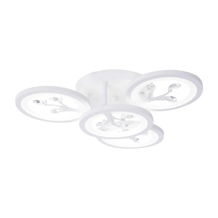 Lustra LED 49W cu Telecomanda si Cristale, Lumina Rece-Calda-Neutra, Alb [6]