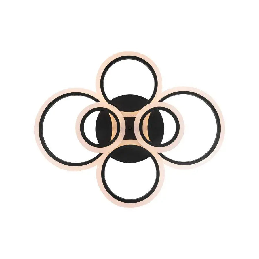 Lustra LED, 6 Cercuri, Dimabila, cu Telecomanda, 140 W, Negru, Lumina Rece/Calda/Neutra [11]