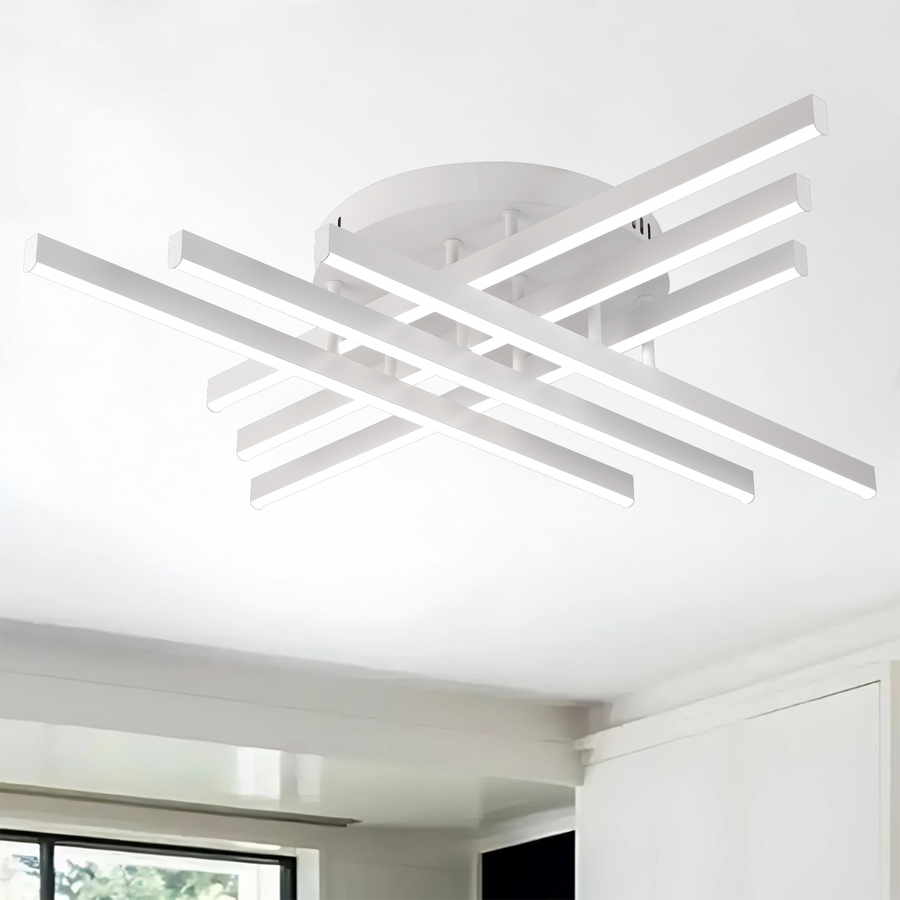 Lustra LED 82W cu telecomanda, iluminare CCT, design alb modern [6]