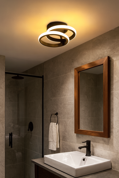 Lustra LED Circulara 24W – 2 brate, finisaj negru, design modern - MEC [2]