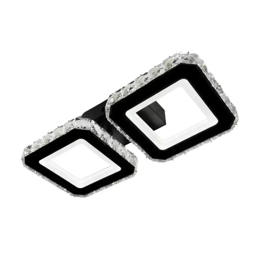 Lustra LED cristal QUADRIS 24W, 2 Patrate, lumina Rece/Calda/Neutra, Dimabila, Negru [3]