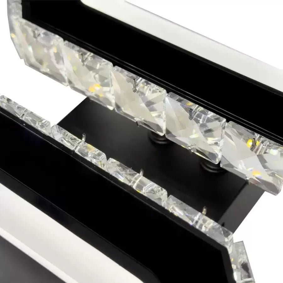 Lustra LED cristal QUADRIS 24W, 2 Patrate, lumina Rece/Calda/Neutra, Dimabila, Negru [2]