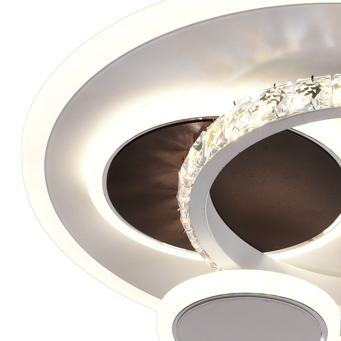 Lustră LED modernă cu cristale, 43W, 4 cercuri interconectate, lumină rece/caldă/neutră, finisaj negru mat [2]