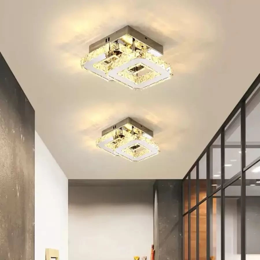 Lustra LED cu cristal JEREMIAH 34W, 2 Patrate, lumina Rece/Calda/Neutra, Dimabila, Crom Lucios [3]