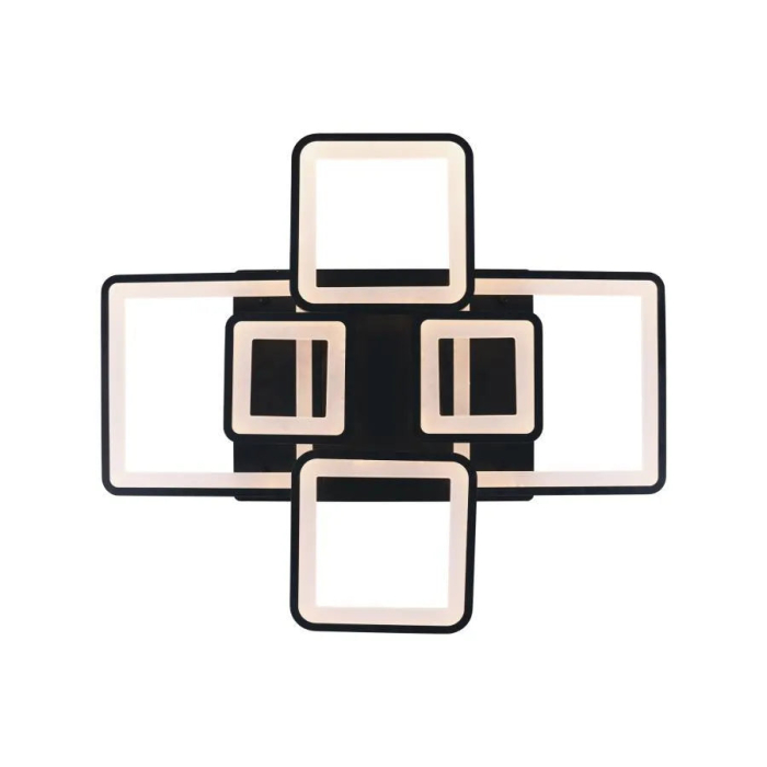 Lustra LED cu telecomanda  124W, 6 Patrate, lumina Rece/Calda/Neutra, Dimabila, Negru [5]