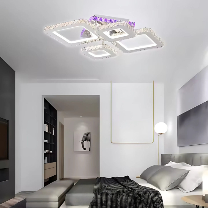 Lustra LED Alessandro, telecomandă, 4 patrate, RGB și alb, crom lucios, 60W [5]