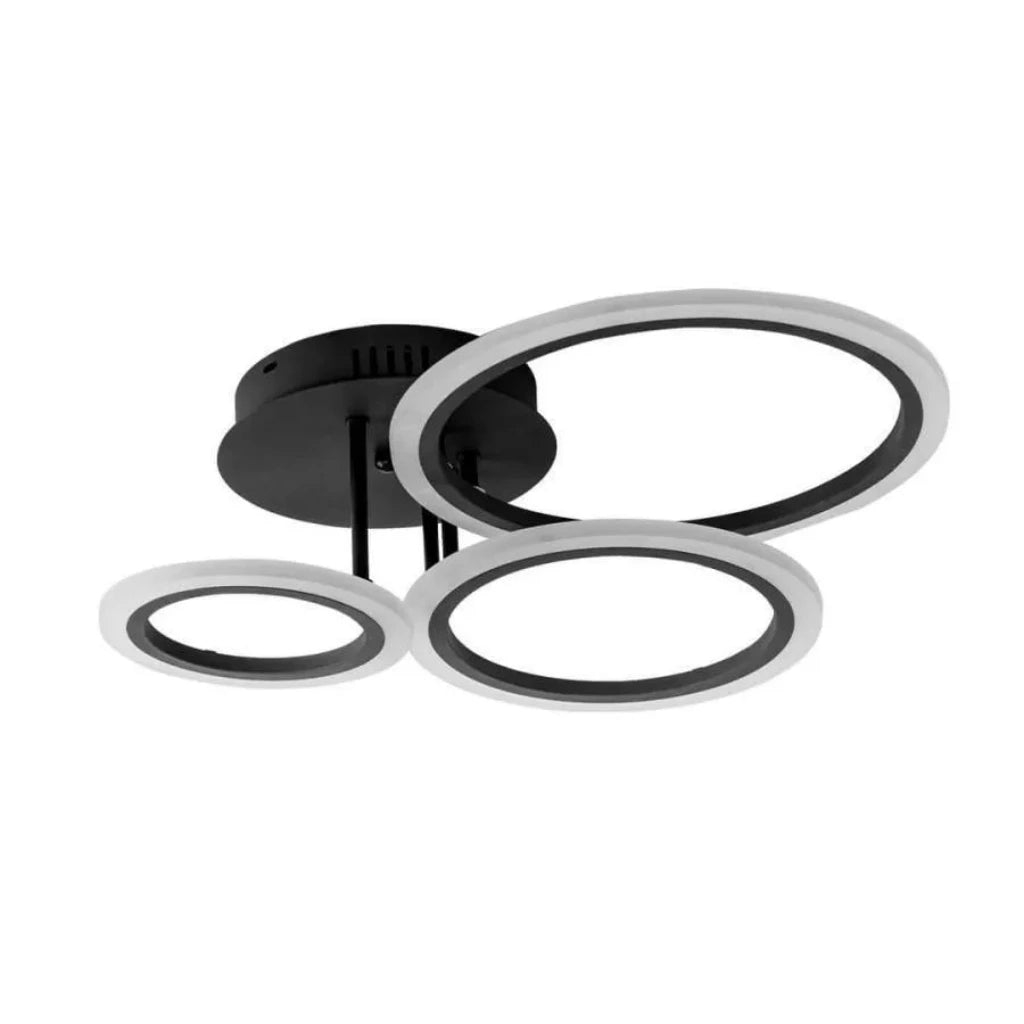 Lustra LED cu Telecomanda, 41W, 3 Cercuri, lumina Rece/Calda/Neutra, Dimabila, Negru [9]