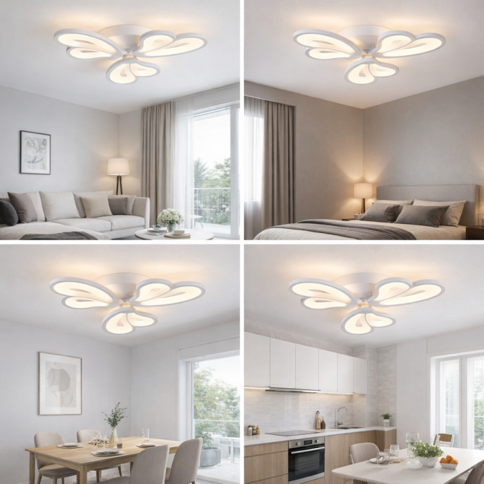 Lustra LED cu Telecomanda 43W — Design Floral 3 Petale, Dimabila | Alessandro | MEC Design [2]