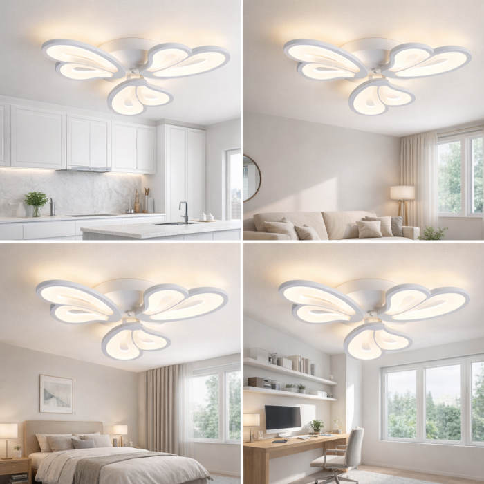 Lustra LED cu Telecomanda 43W — Design Floral 3 Petale, Dimabila | Alessandro | MEC Design [3]