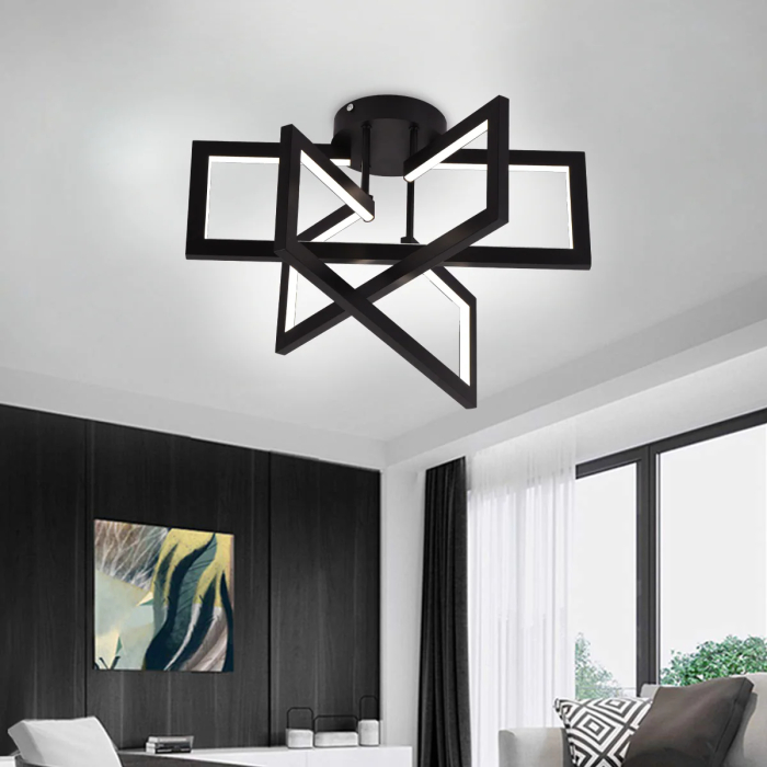 Lustra LED 72W 3 elemente telecomanda dimabila lumina reglabila negru - MEC [4]