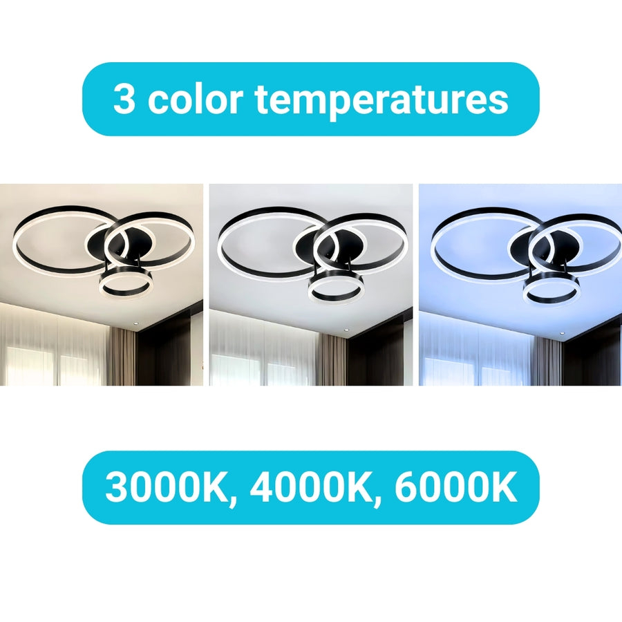 Lustra LED cu telecomanda 94W, 3 cercuri interconectate, dimabila, negru [8]