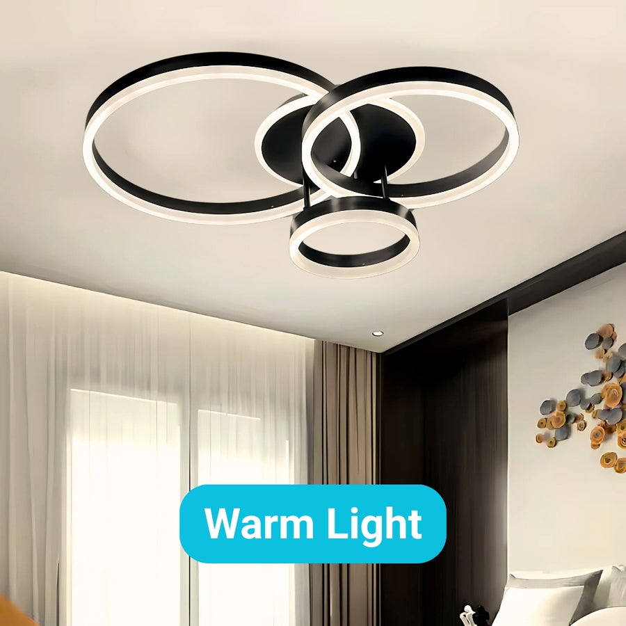 Lustra LED cu telecomanda 94W, 3 cercuri interconectate, dimabila, negru [6]