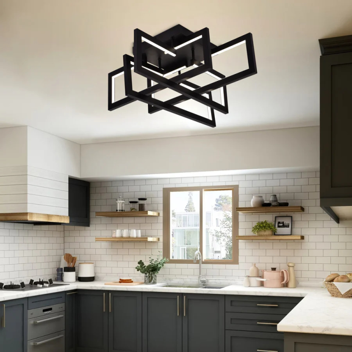 Lustră LED Alesandro QuadFrame, 115W, 4 Elemente, Dimabilă, 3 Tonuri de Lumină, Negru [2]