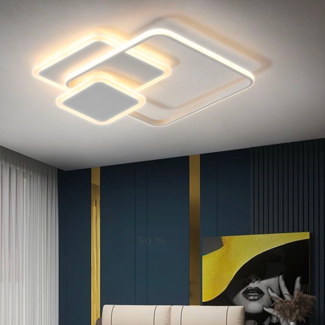 Lustra LED cu telecomanda ANEMONA 75W, 3 Patrate, lumina Rece/Calda/Neutra, Dimabila, Alb [2]