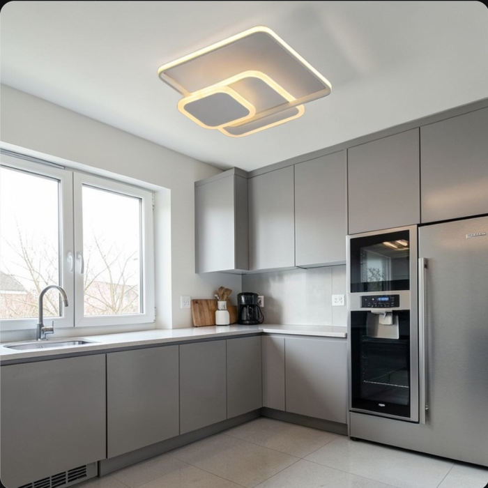 Lustra Verona 75W cu Telecomanda , 3 Patrate Dimabila - iluminare LED [2]