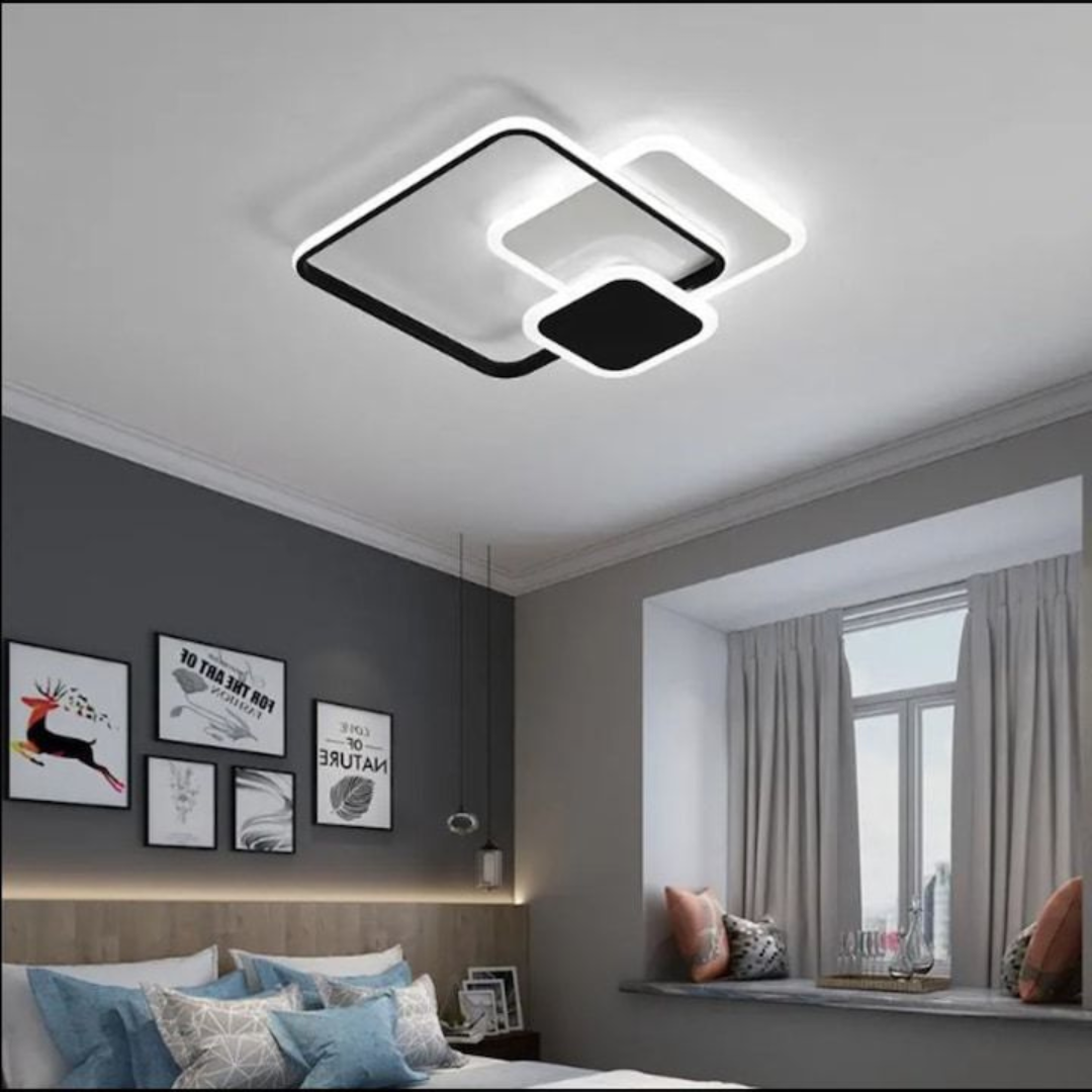 Lustra LED cu telecomanda ANEMONA 75W, 3 Patrate, lumina Rece/Calda/Neutra, Dimabila, Negru [2]