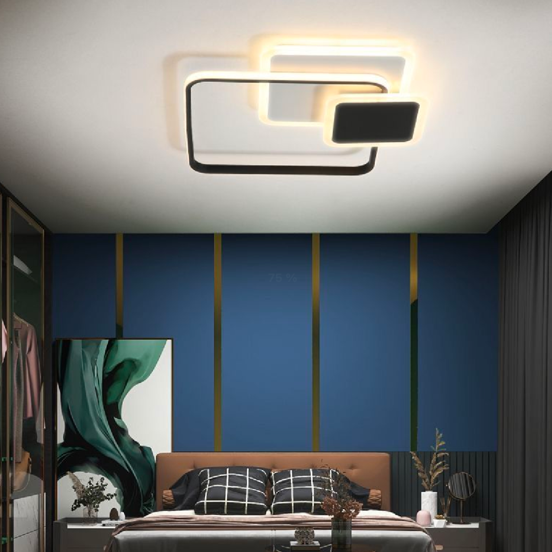 Lustra LED cu telecomanda ANEMONA 75W, 3 Patrate, lumina Rece/Calda/Neutra, Dimabila, Negru [3]
