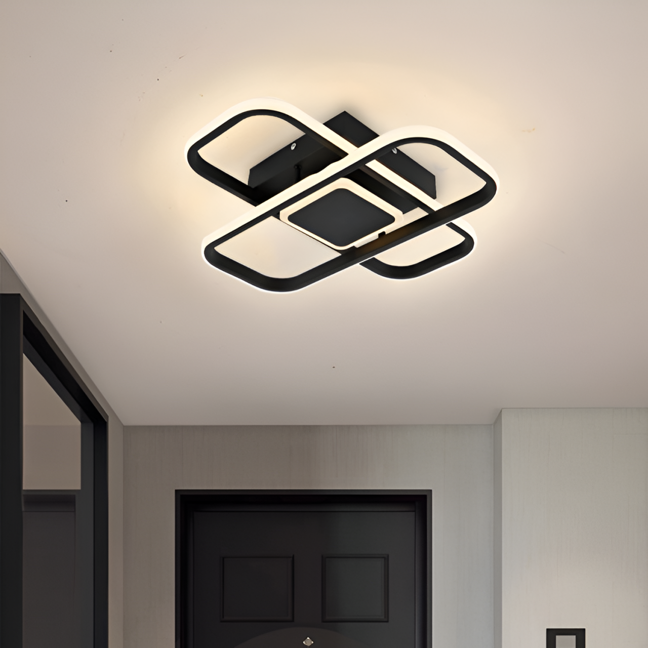 Lustra LED cu telecomanda ANICA 52W, 2 Elemente, lumina Rece/Calda/Neutra, Dimabila, Negru [1]