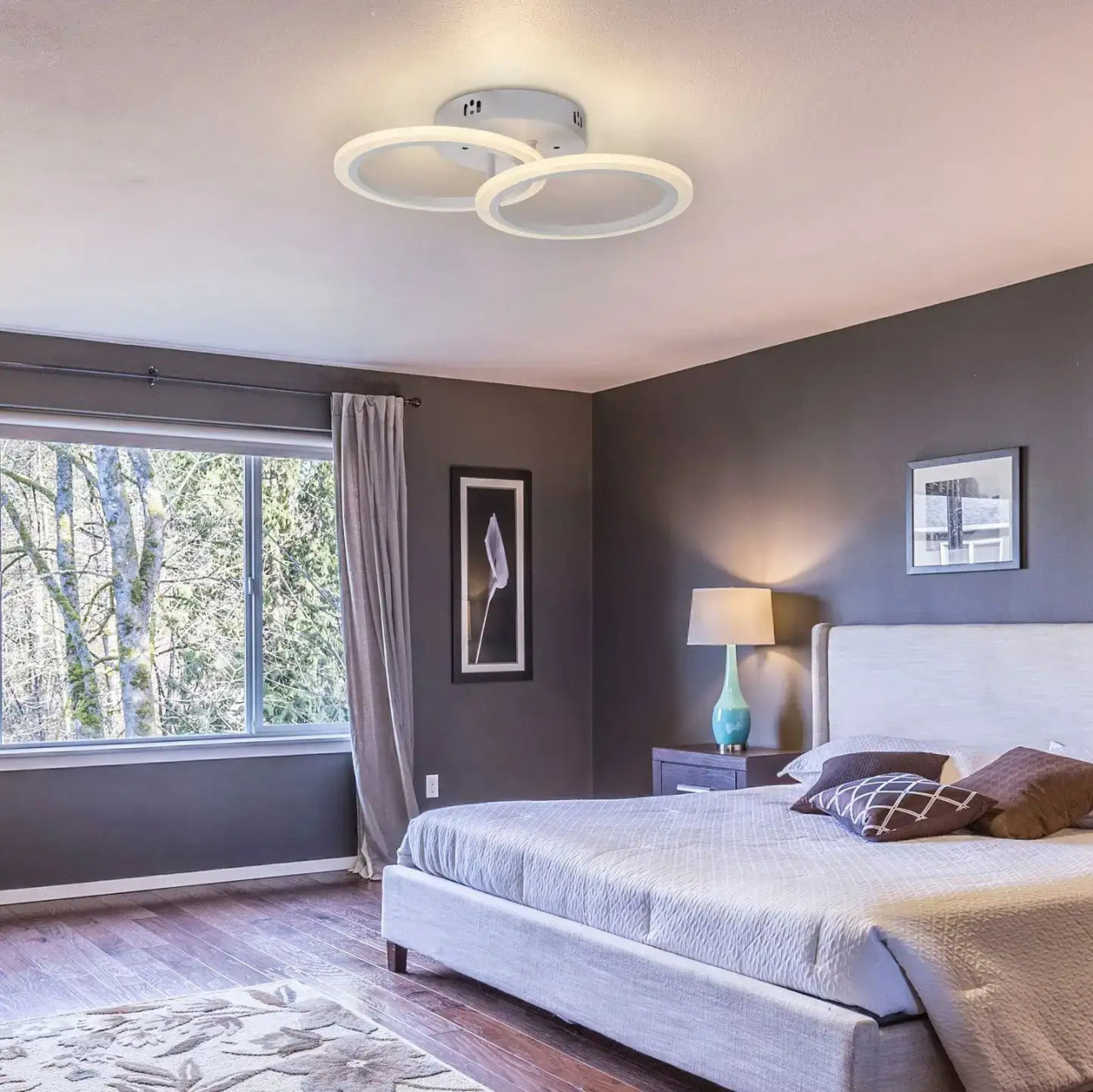 Lustra LED cu Telecomanda Barbara, 28W, Dimabila, Alb [5]