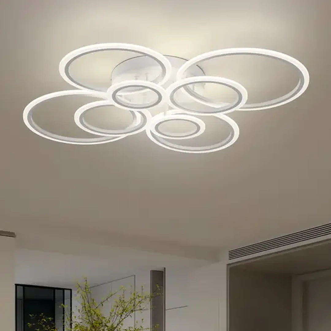 Lustra LED cu telecomanda BETTY 130W, 8 Cercuri, lumina Rece/Calda/Neutra, Dimabila, Alb [4]