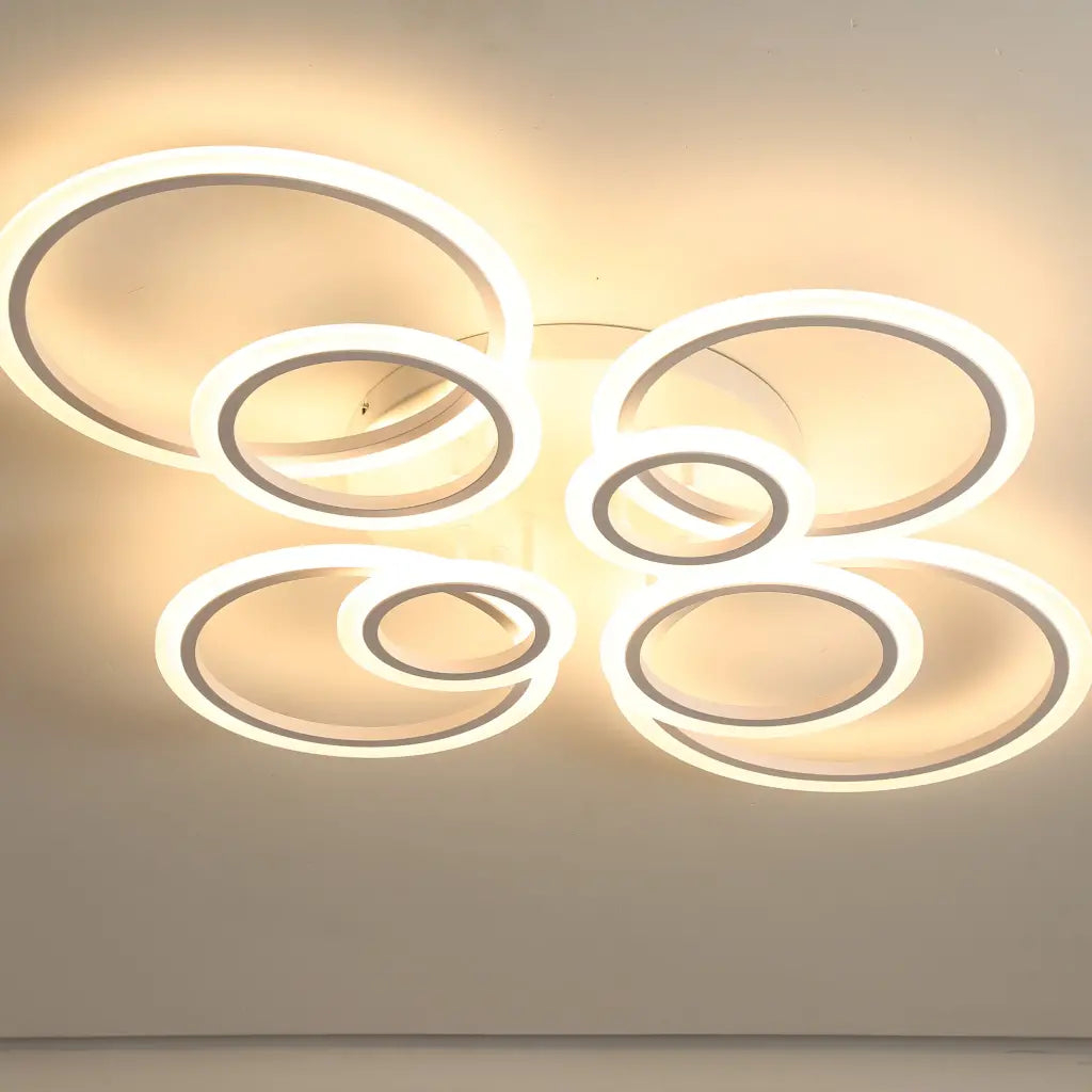 Lustra LED cu telecomanda BETTY 130W, 8 Cercuri, lumina Rece/Calda/Neutra, Dimabila, Alb [3]