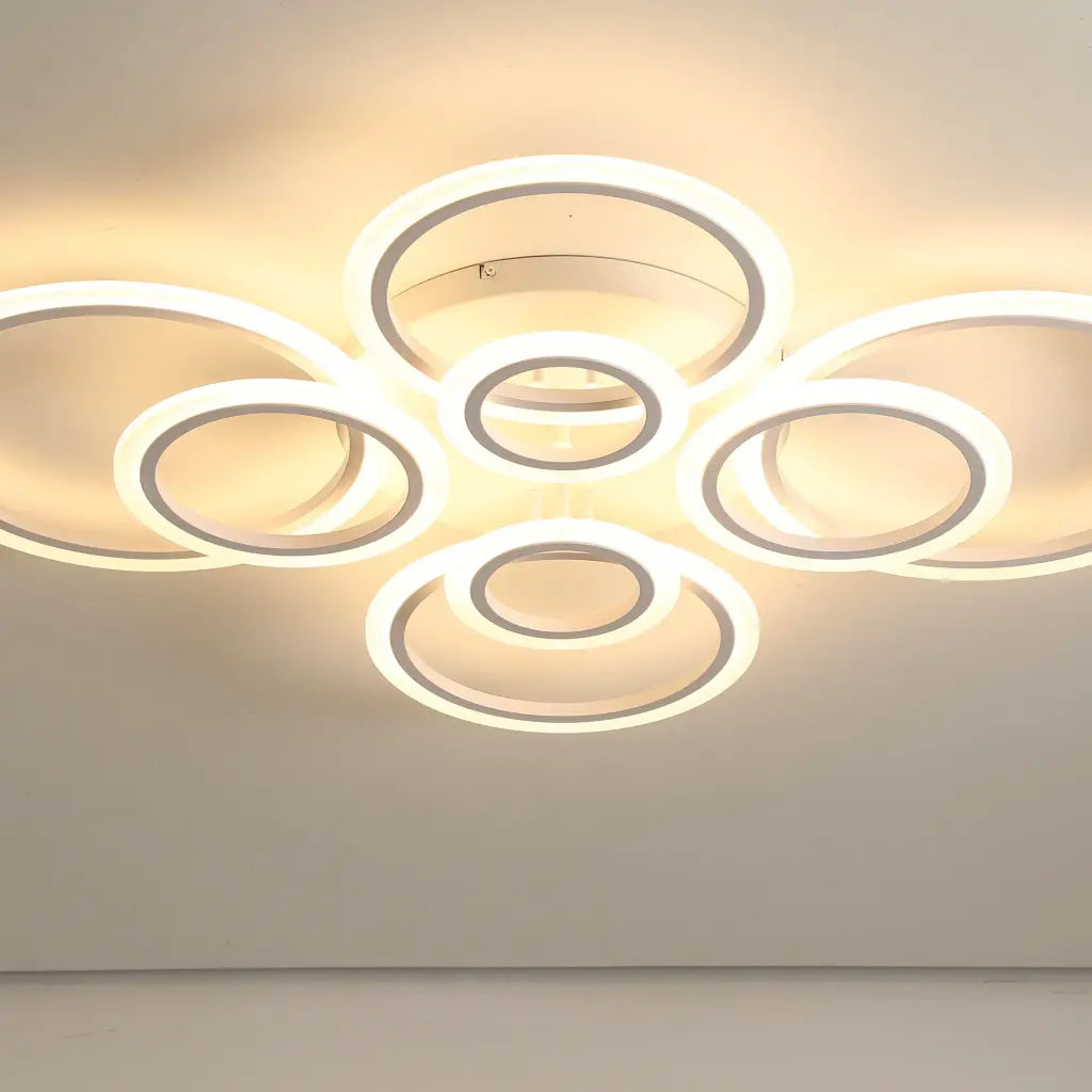 Lustra LED cu telecomanda BETTY 130W, 8 Cercuri, lumina Rece/Calda/Neutra, Dimabila, Alb [2]