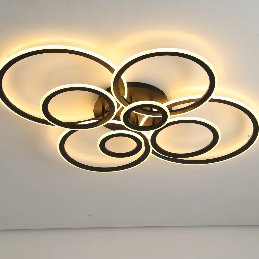 Lustra LED cu telecomanda BETTY 130W, 8 Cercuri, lumina Rece/Calda/Neutra, Dimabila, Negru [4]