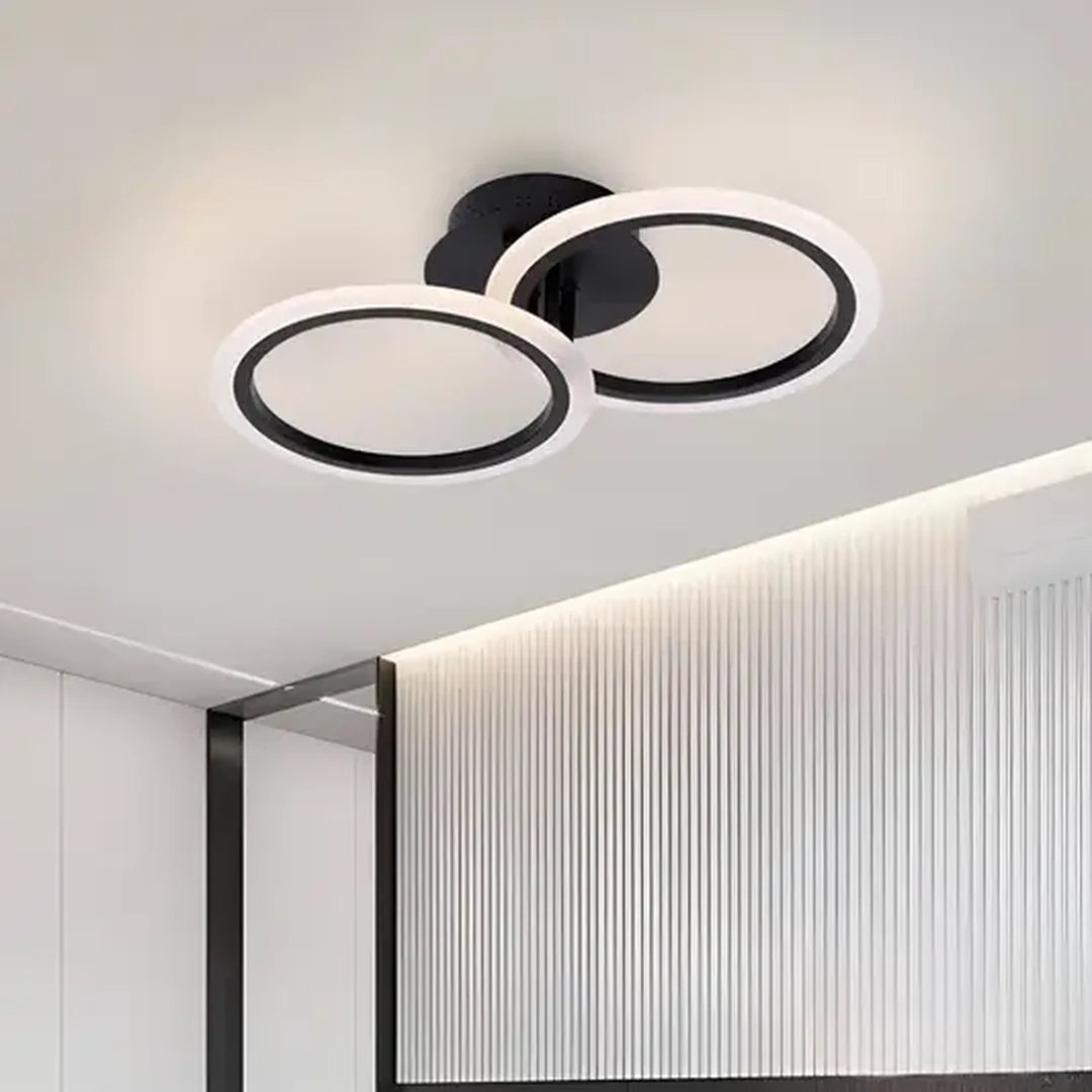 Lustra LED cu telecomanda BETTY 28W, 2 Cercuri, lumina Rece/Calda/Neutra, Dimabila, Negru [1]