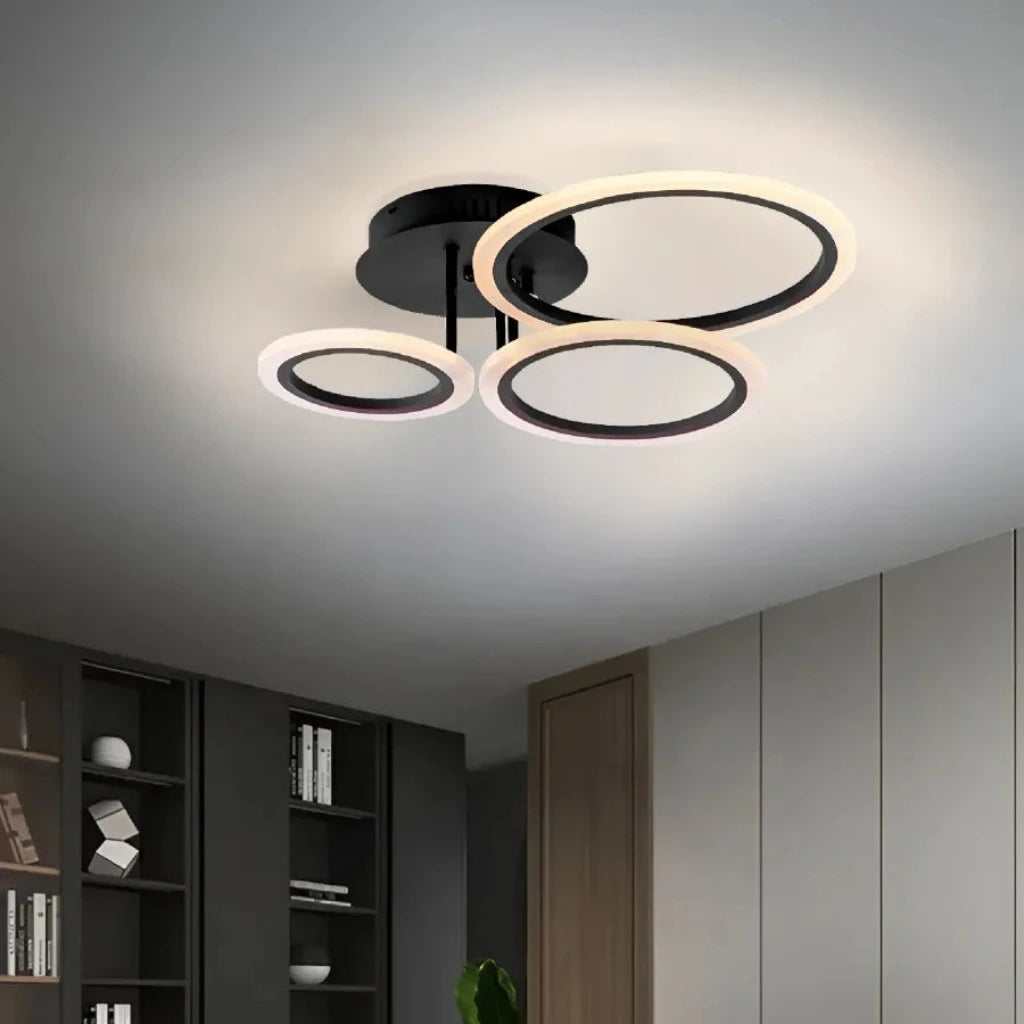 Lustra LED cu telecomanda BETTY 41W, 3 Cercuri, lumina Rece/Calda/Neutra, Dimabila, Negru [3]