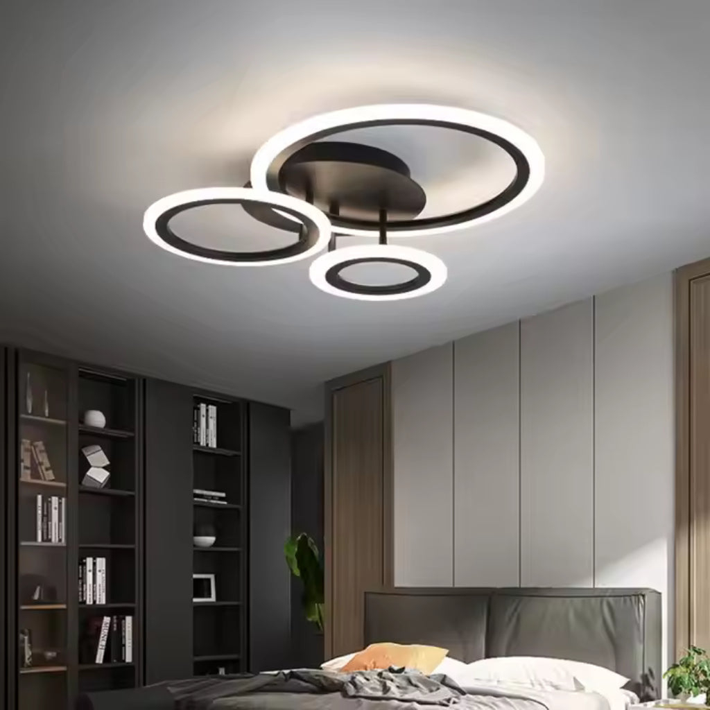 Lustra LED cu telecomanda BETTY 41W, 3 Cercuri, lumina Rece/Calda/Neutra, Dimabila, Negru [1]