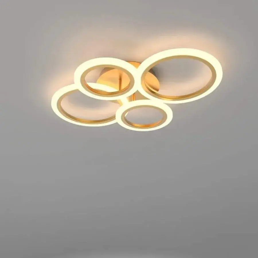 Lustra LED cu telecomanda BETTY 44W, 4 Cercuri, lumina Rece/Calda/Neutra, Dimabila, Auriu Lucios [3]
