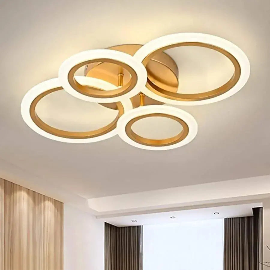 Lustra LED cu telecomanda BETTY 44W, 4 Cercuri, lumina Rece/Calda/Neutra, Dimabila, Auriu Lucios [2]