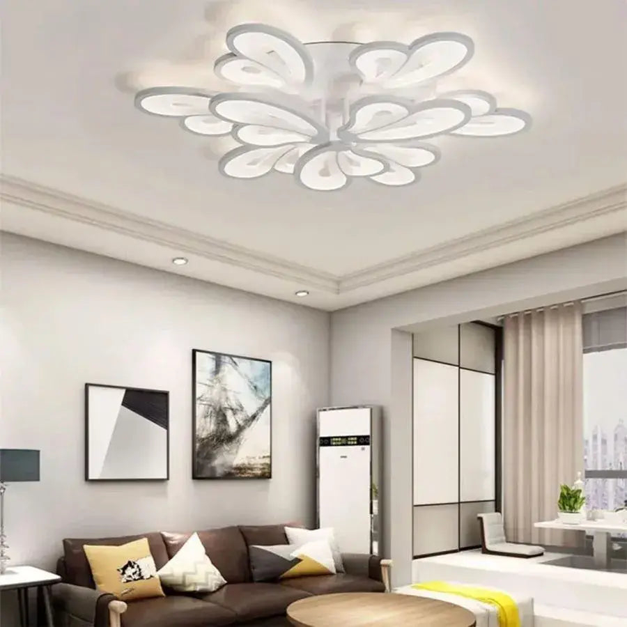 Lustra LED cu telecomanda BLOSSOM 107W, 9 Petale, lumina Rece/Calda/Neutra, Dimabila, Alb [2]