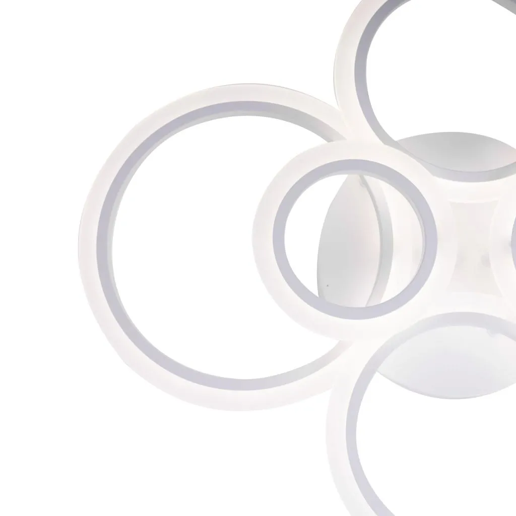 Lustra LED cu telecomanda 6 Cercuri, 82W, lumina Rece/Calda/Neutra, Dimabila, Alb [5]