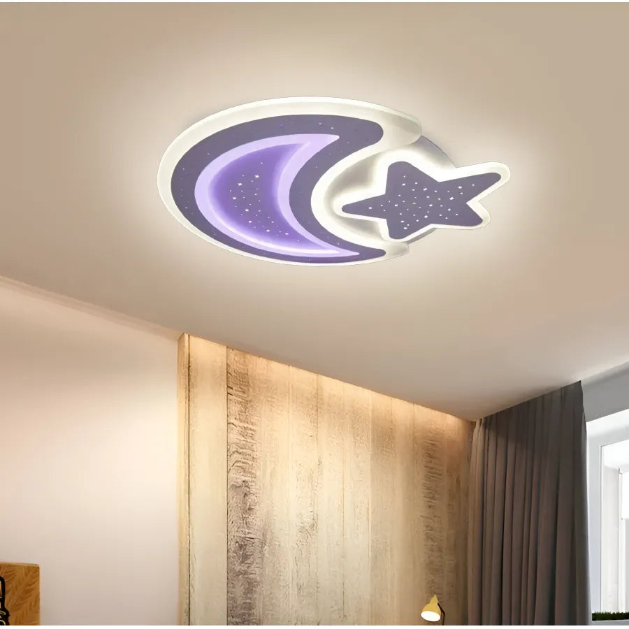 Lustra LED cu telecomanda CORALIA RGB 81W, Luna si Stea, lumina Rece/Calda/Neutra Dimabila Alb [3]