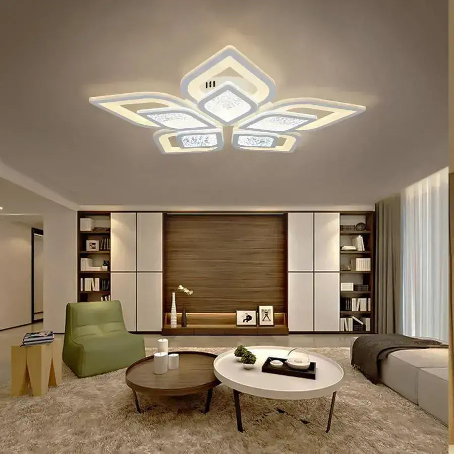 Lustra LED cu telecomanda DALIA 170W, 5 Petale, lumina Rece/Calda/Neutra, Dimabila, Alb [1]