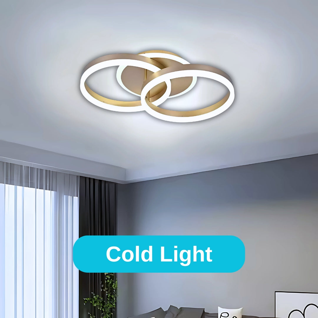 Lustra LED cu telecomanda DARIO 55W, 2 Cercuri, lumina Rece/Calda/Neutra, Dimabila, Auriu [4]