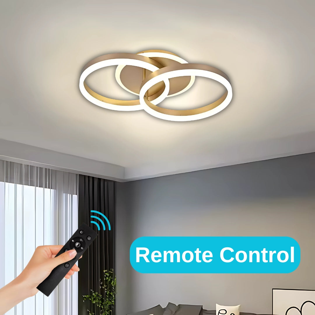 Lustra LED cu telecomanda DARIO 55W, 2 Cercuri, lumina Rece/Calda/Neutra, Dimabila, Auriu [2]
