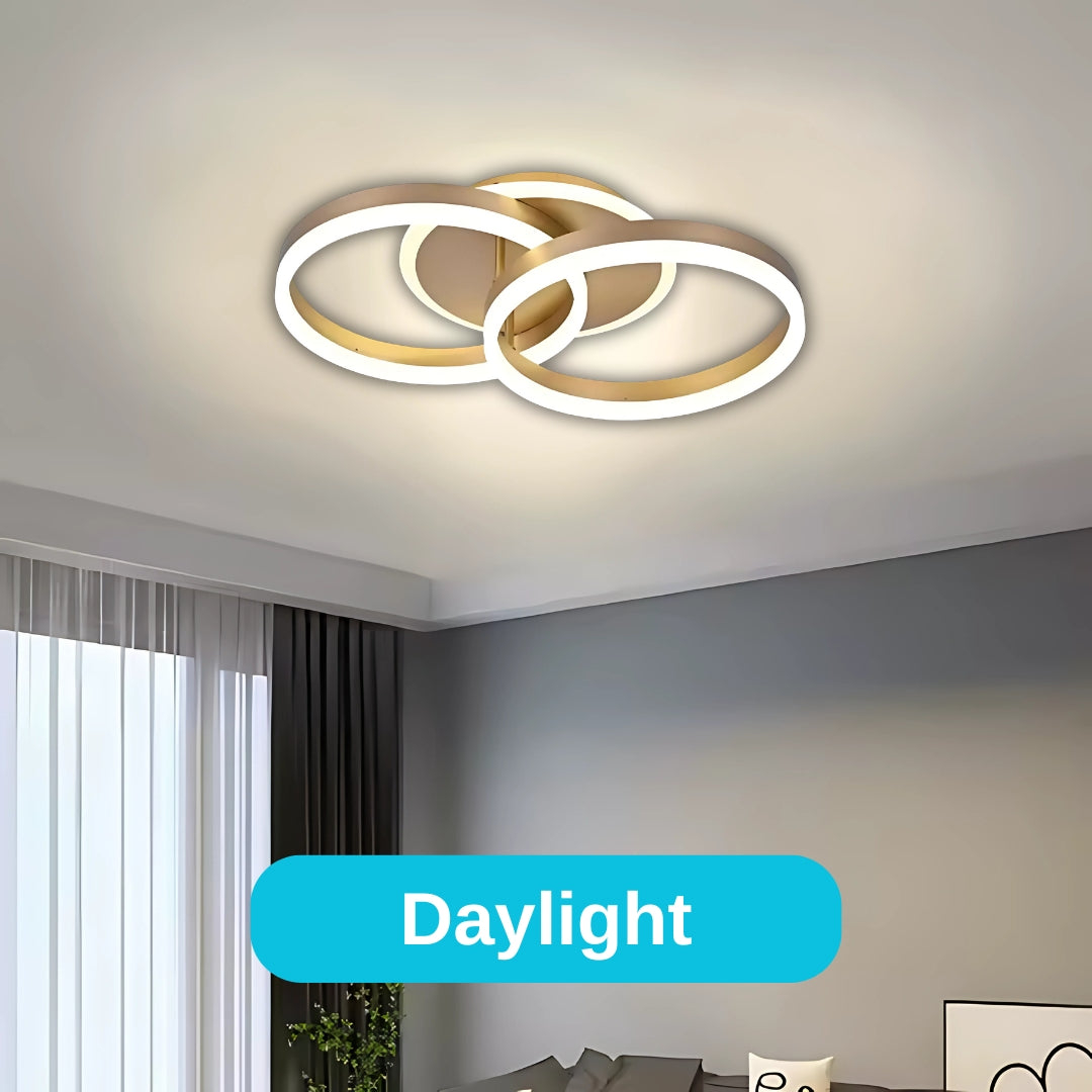 Lustra LED cu telecomanda DARIO 55W, 2 Cercuri, lumina Rece/Calda/Neutra, Dimabila, Auriu [3]