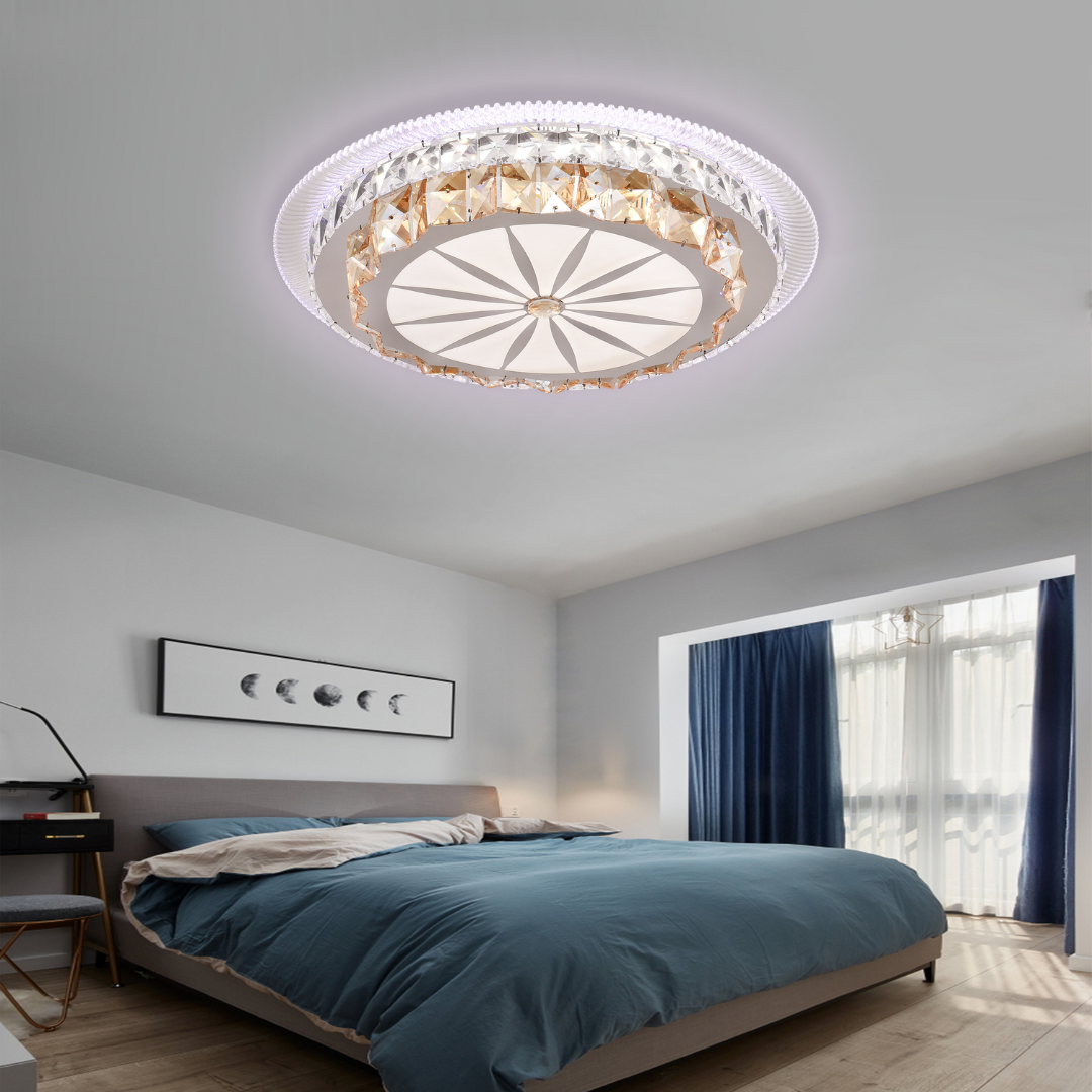 Lustra LED cu telecomanda DAVIDE RGB 70W, lumina Albastra/Rece/Calda, Dimabila, Alb [2]