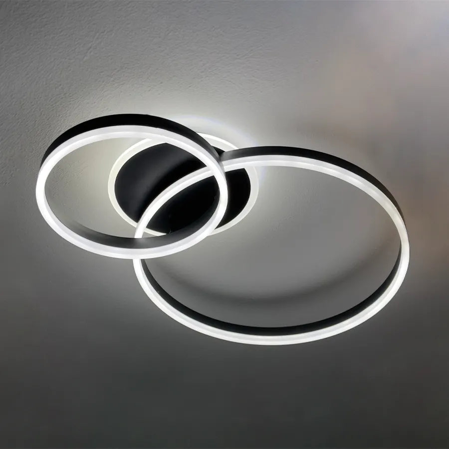 Lustra LED cu telecomanda ELISABETH 71W, 2 Cercuri, lumina Rece/Calda/Neutra, Dimabila, Negru [1]