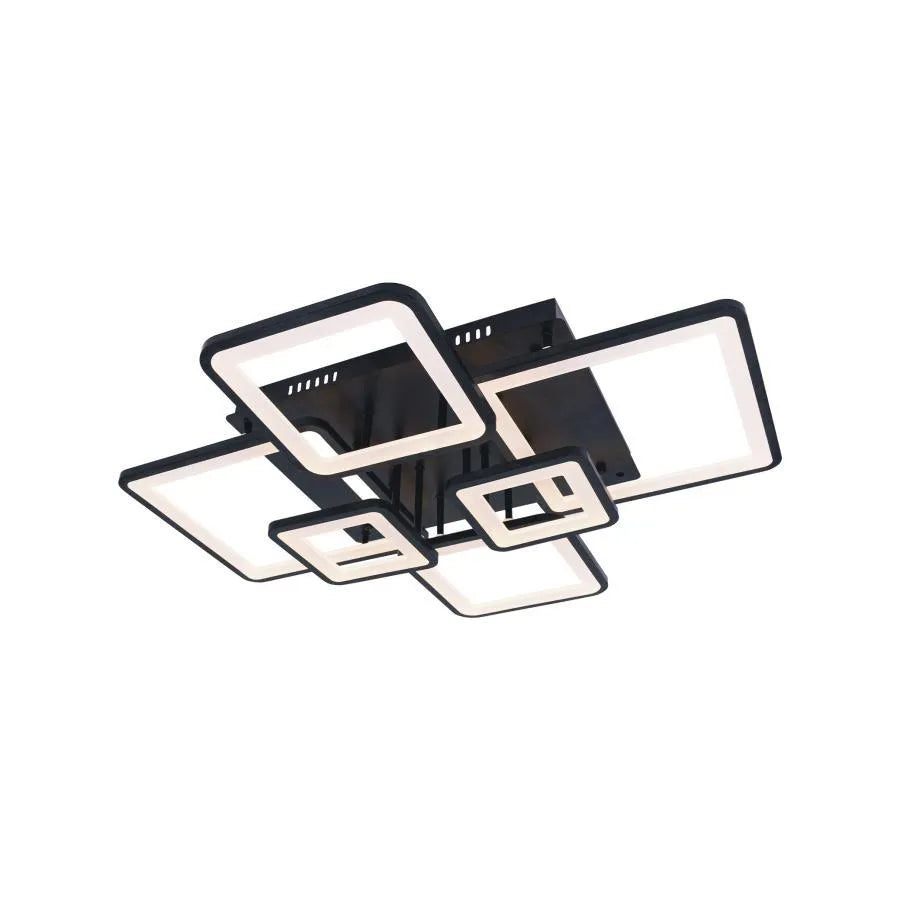 Lustra LED cu telecomanda ELLA 124W, 6 Patrate, lumina Rece/Calda/Neutra, Dimabila, Negru [2]
