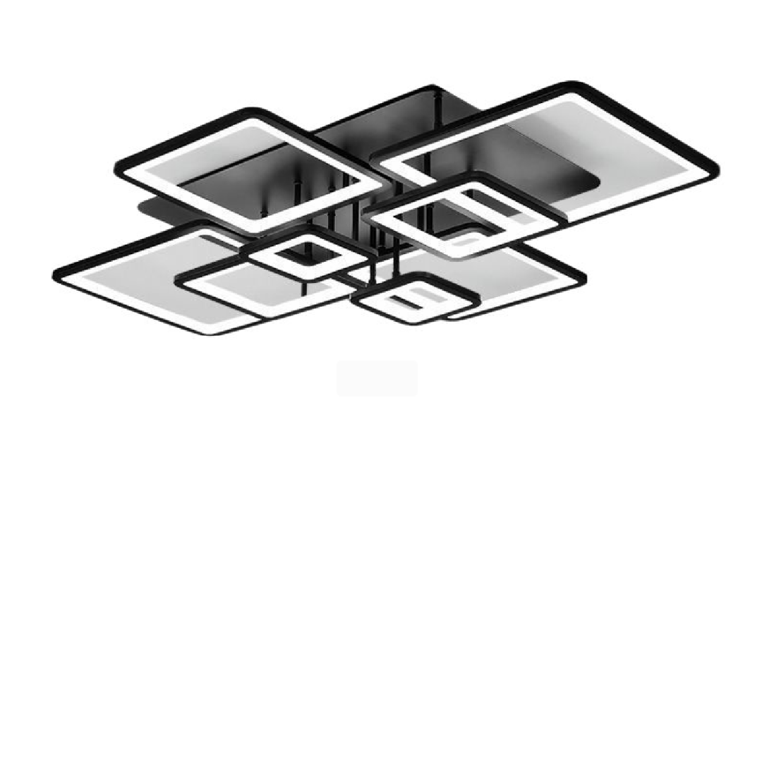 Lustra LED cu telecomanda ELLA 203W, 8 Patrate, lumina Rece/Calda/Neutra, Dimabila, Negru [4]